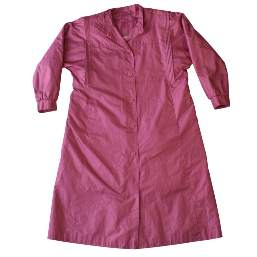 Vintage Hot Pink Long Windbreaker Raincoat Size 8 Petite